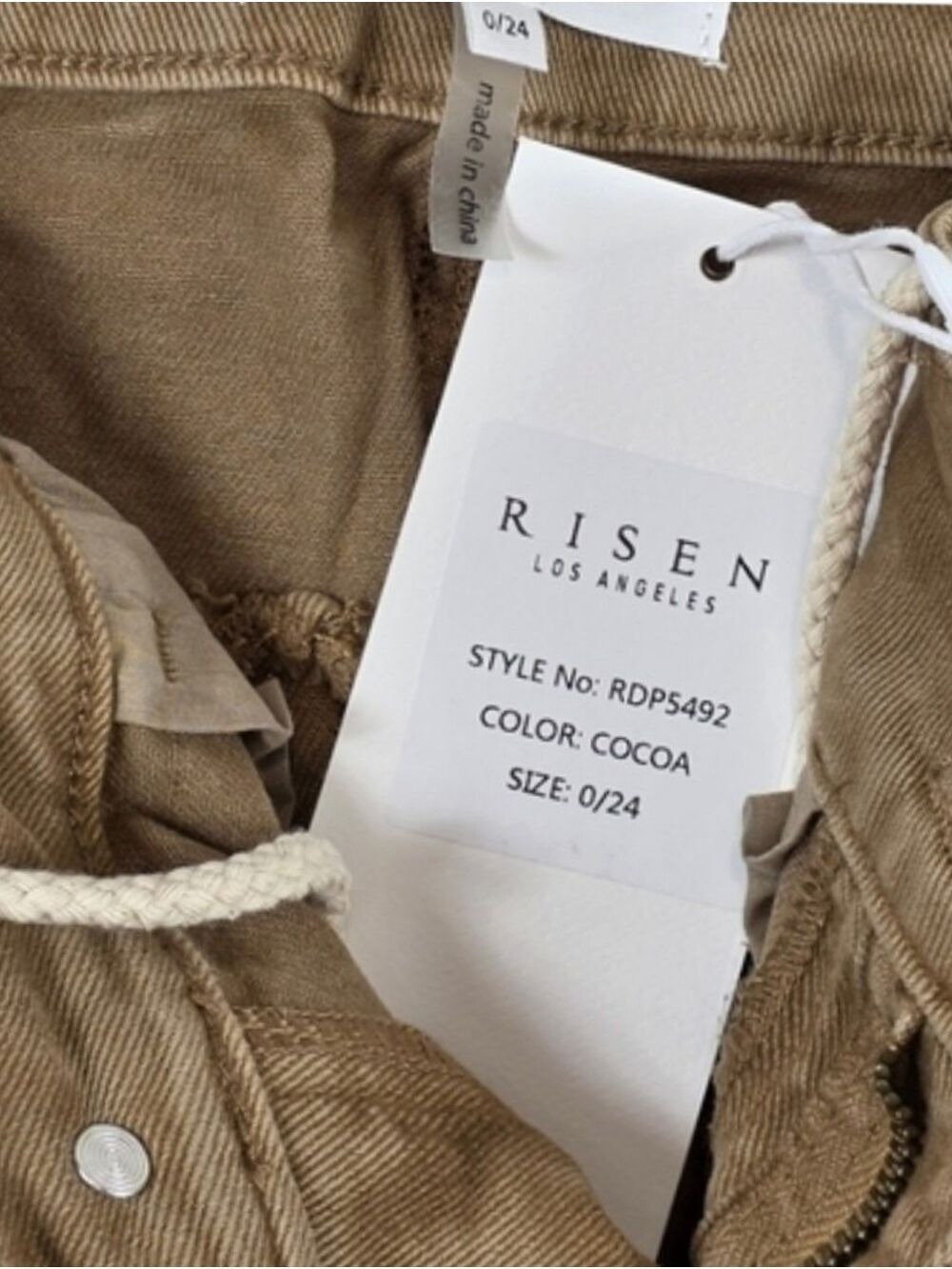 Risen Cocoa Utility Cargo Jeans 0/24 NWT Neutral Western Chic - Picture 8 of 10